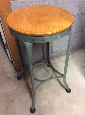 Vintage TOLEDO 27.5” STOOL - Wood/ Metal Well Made - 14” Wood Seat - Very Good Cover