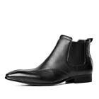 Men's Leather Chelsea Boots Pointed Toe Shoes Slip On High Top Britain Formal Ol