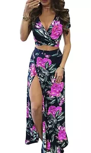 Sommer tief V Blume Damen 2-teiliges Outfit - Bild 1 von 3