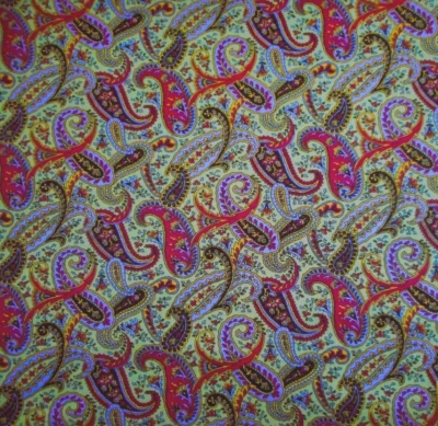 Civil War Reproduction Fabric 5/8 Yard Paisley on Dk Green Premium Cotton Vtg - Image 1 of 2