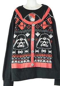 Star Wars Ugly Sweatshirt Pullover Darth Vader SZ Small Black & Red - Picture 1 of 3