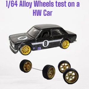 Custom Alloy 1:64 Wheels And Tyres Real Riders Rubber For Hot Wheels Etc UKN - Picture 1 of 24