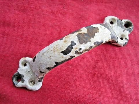 REAL ANTIQUE VINTAGE 7 7/8" HEAVY THICK CAST IRON HANDLE, BARN DOOR, SHED, GATE Cover