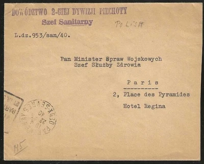 FRANCIA 1940 POLACO Jefe Servicio Médico 2ª Inf Div. Cubierta Deux-Sevres a París Foto 1 de 2