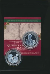 Tristan da Cunha: 2016 Crown Silver Proof QEII's Message 2 Coin Set Mintage 499 - Picture 1 of 1