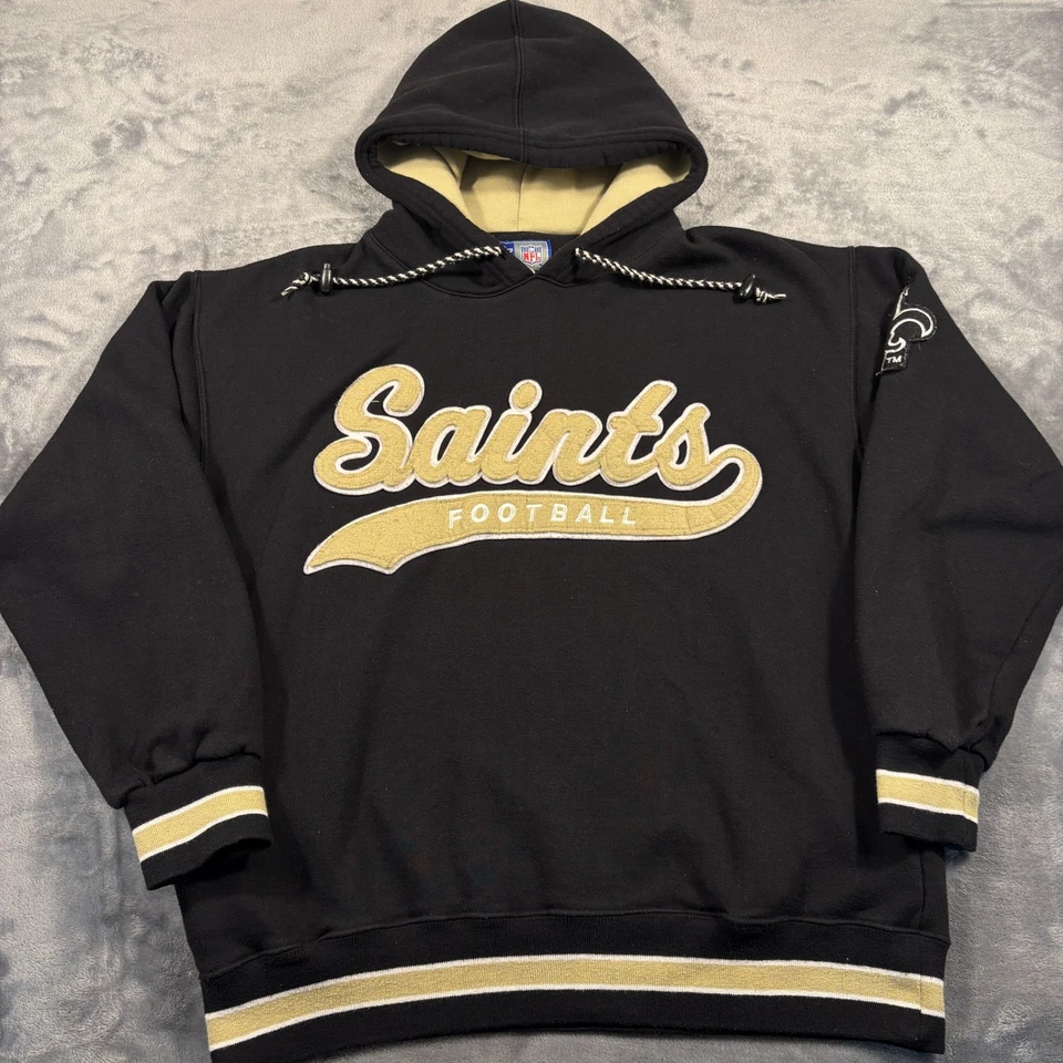 Vintage New Orleans Saints Hoodie Mens Medium Black Starter Football NFL Cotton - Image 1 of 4