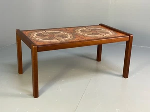 Vintage 1970s Tile Topped Teak Coffee Table Danish Retro Design EB9833 MWOO - Picture 1 of 22