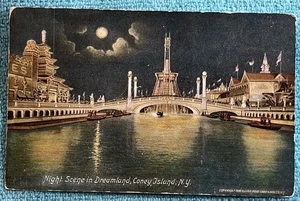 Night Scene in Dreamland Coney Island NY Postcard Posted 1907 - Picture 1 of 10