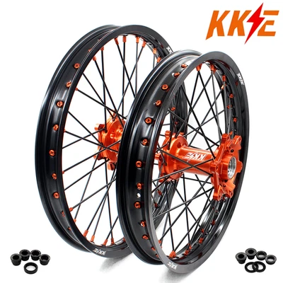 Ruedas KKE 21/18 para KTM SX MXC EXC 125-520cc 2000-2002 CNC Orange Hub Dirt Bike Foto 1 de 4