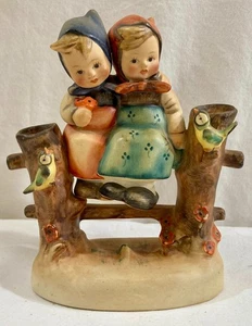 Vintage Goebel Hummel Coquettes 2 Girls Sitting On Fence With Birds 179 - Picture 1 of 5