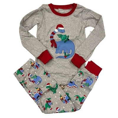 Nuevo con etiquetas Pijama Gymboree Niños Gris con Dinosaurio de Navidad Algodón - TALLA 18-24M Foto 1 de 4