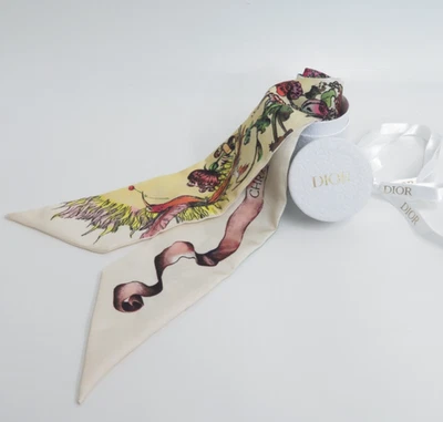 Auténtica bufanda de seda estampada botánica flor Dior Mitzah I#47582 Foto 1 de 4