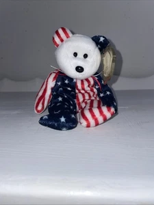 Spangle Ty Beanie Baby rosa Gesicht patriotischer Amerika Bär neu mit Etikett DOB 14. Juli 1999 - Bild 1 von 6