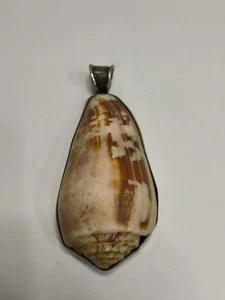 VTG Sterling Silver Cone Snail Shell Mounted Encased 925 52g - Picture 1 of 10