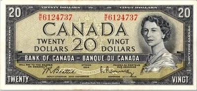 VINTAGE CANADA BANKNOTE 1974 20  DOLLAR PREFIX  WE  NO526 - Image 1 of 2