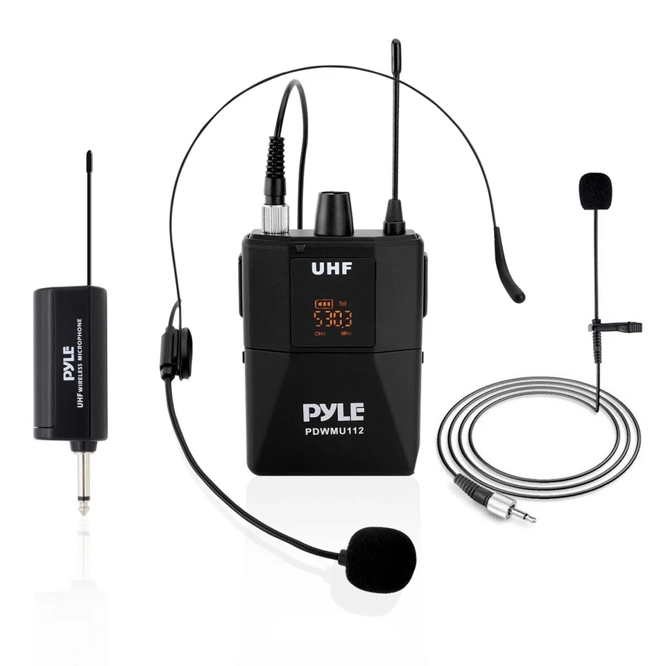 Pyle UHF Wireless Microphone System Kit LED Digital Display Screens PDWMU112 - Image 1 of 4