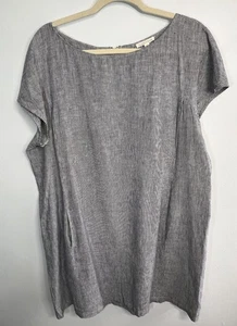 Vestido Eileen Fisher Cáñamo Algodón Orgánico Rayas Cambray Cambio Talla XL Bolsillos - Imagen 1 de 7