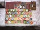 Vintage  Over 50 Wooden Children Building Blocks~ABC's~Animals Early 1900s