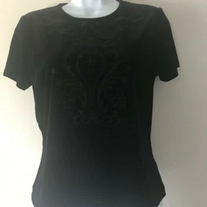 St. John Sport By Marie Gray Women's S/S Patterned Top Black Size S Made In USA - Picture 1 of 7
