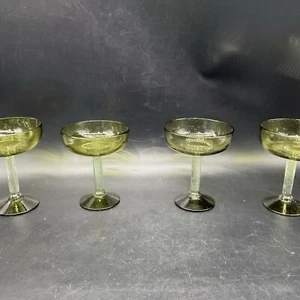 4 bicchieri messicani in vetro soffiato verde avocado e trasparente margarita - Foto 1 di 9