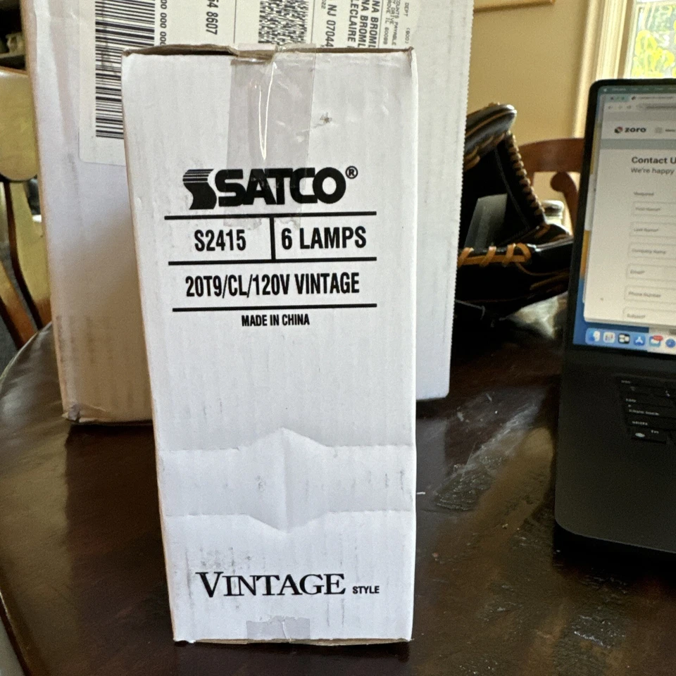 TEN Satco S2415 20W 120V Vintage Filament Clear Tubular  Bulb T9 Medium E26 Base - Image 1 of 3