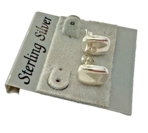 Original 925 Sterlingsilber konkav Silber Bar Ohrringe Pfosten und Schmetterling - Bild 1 von 4