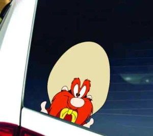 Cool yosemite sam Peeking cartoon show sticker Bumper Window Vinyl Decal - Picture 1 of 4