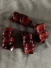 Lucite plastic spiral swirl twist napkin rings set of 4 brown Amber vintage 50’s