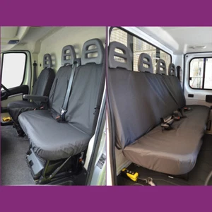 Fiat Ducato 2006-2021 Crew Van Tailored Waterproof Black 7-Seater Seat Covers - Picture 1 of 6