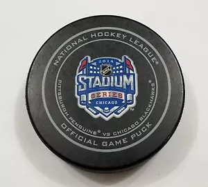 2014 Stadium Series Chicago Blackhawks vs Penguins Hockey Official NHL GAME PUCK - Picture 1 of 3
