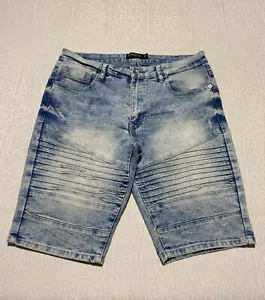 Southpole Slim Distressed Denim Jean Shorts Men's Size 32 Blue Jorts - Picture 1 of 11