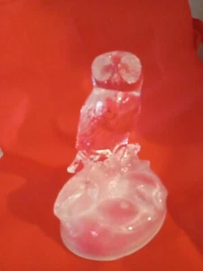 Vintage BEAUTIFUL 6" CRYSTAL OWL FIGURINE  PERCHED ON A BRANCH - Picture 1 of 6