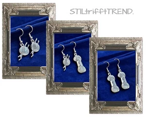 OHRRINGE HÄNGER STRICKEN HÄKELN GARN WOLLE STRICKNADEL silber 3 VARIANTEN - Bild 1 von 4