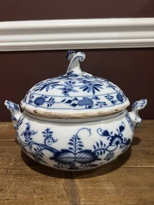 Antique Meissen Blue Porcelain Jar With Lid - Picture 1 of 6
