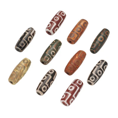 10x Tibetan dZi Natural Agate Beads Oval Unique Loose Craft Beads Heated 29~30mm - Image 1 of 4