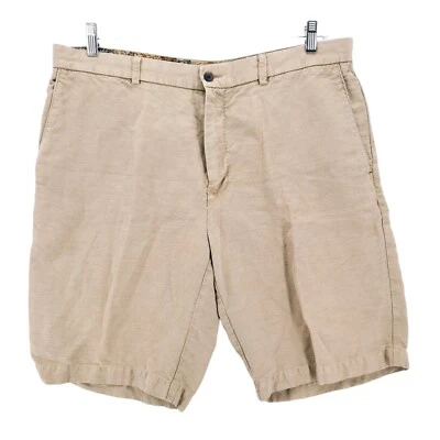 Pantalones Cortos Chinos TOMMY BAHAMA Beige Lino Mezcla Tencel 10" Entrepierna Talla 35 Foto 1 de 4