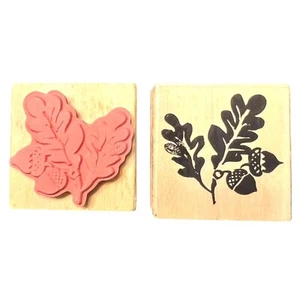 Eichenblatt & Eichel Holz montiert Gummistempel 2x2 Zoll Herbst/Herbst - Bild 1 von 3