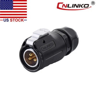 3 Pin Power Circular Industrial Connector Male Plug Outdoor Waterproof IP67 M20 - Image 1 of 4