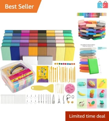 50-Color Starter Kit: Non-Sticky Polymer Clay for Kids & Artists, Oven-Baked - Image 1 of 4