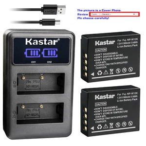 Kastar Battery Dual LCD Charger for Fujifilm NP-W126 NP-W126S Fujifilm X-A7 XA7 - Picture 1 of 11