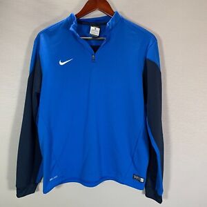 Nike Football Shirt Boys XL Dri Fit 1/4 Zip Blue Colorblock Long Sleeve