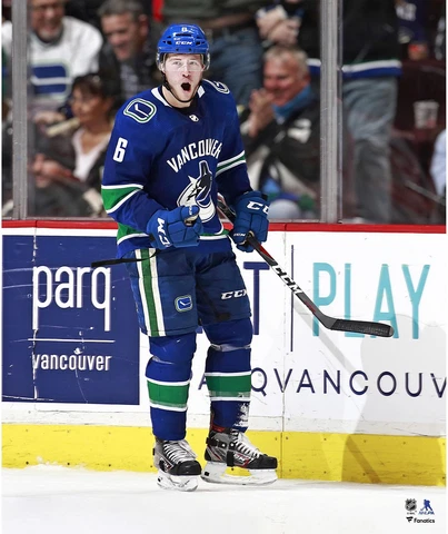 Brock Boeser Vancouver Canucks Unsigned Goal Celebrate Photo Cover