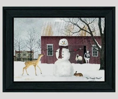 Billy Jacobs "THE FRIENDLY BEASTS" Distressed Wood Frame Print  19.5"w x 15.5"h - Image 1 of 2