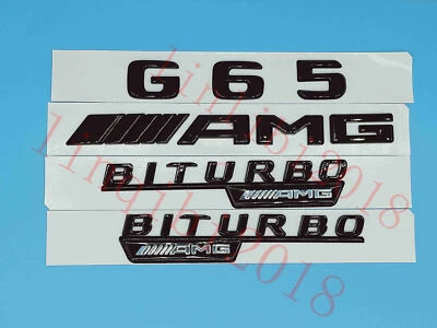Pegatina insignia emblemática maletero negro brillante plana "G65 AMG BITURBO" para Mercedes Benz Foto 1 de 4