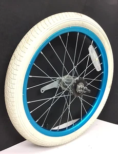 18" Bicycle Rear Blue Wheel Coaster Brake with 1.95" White Tire BMX Bike #M20 - Picture 1 of 3