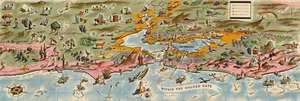 1936 Pictorial Old Map San Francisco Golden Gate 5x16 Art Poster Print Wall - Picture 1 of 2