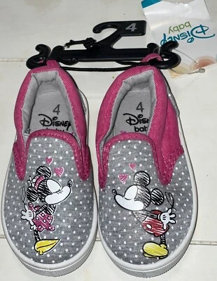 Disney Baby ребенка ясельного возраста размер 4 без шнурков туфли Минни и Микки поцелуи - Изображение 1 из 4