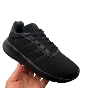 Adidas Youth Boys/Girls Running Shoe Size 1-2 Solid Black Lace up Sneakers - Picture 1 of 20