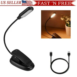 Mini LED Reading Book Light W/Flexible Clip USB Rechargeable Desk Table Lamp Kid - Picture 1 of 7