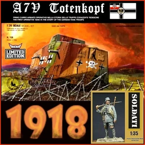 STURMPANZERWAGEN A7V TOTENKOPF  German WWI Tank & Sturm Battalion 5 1918 sc 1/35 - Foto 1 di 4